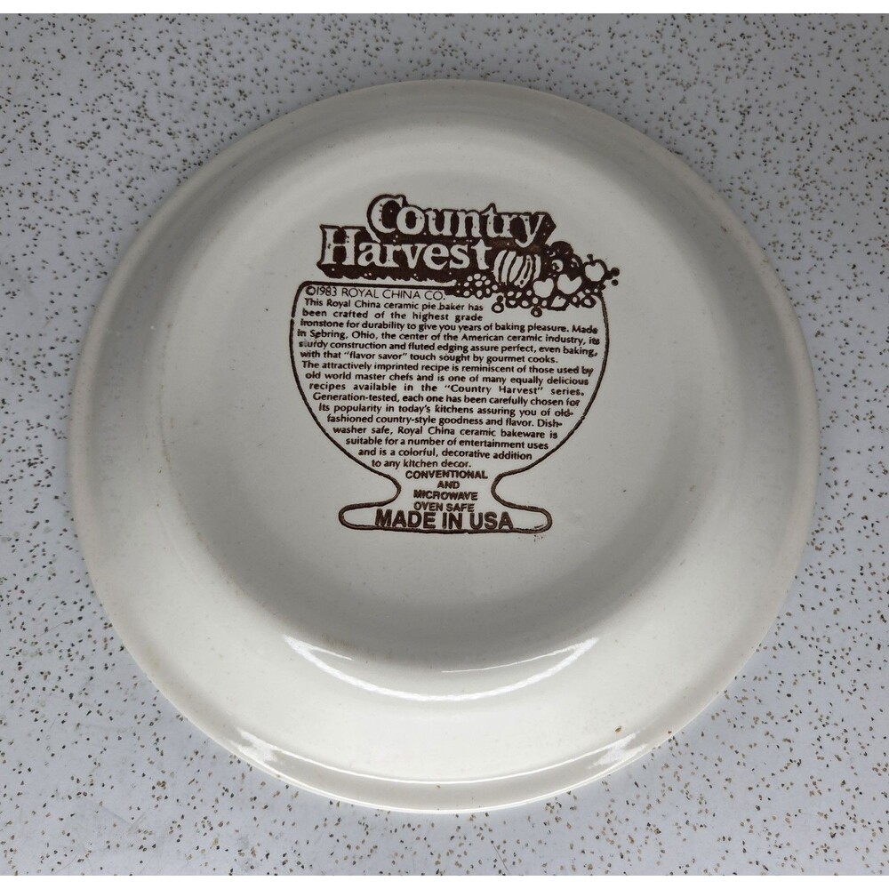 Vtg 1983 Royal China Jeannette 11" Cheese Cake Recipe Pie Plate/Baking Dish USA - Picture 6 of 12